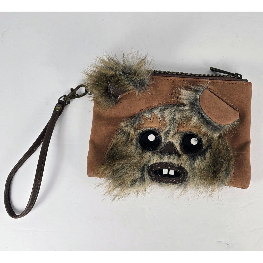 Star Wars Ewok Bag Purse Zipper Wrist Strap Faux Leather Furry